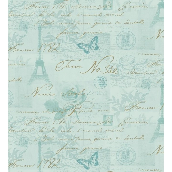 Papel pintado collage con letras y sellos - París Vintage 564615