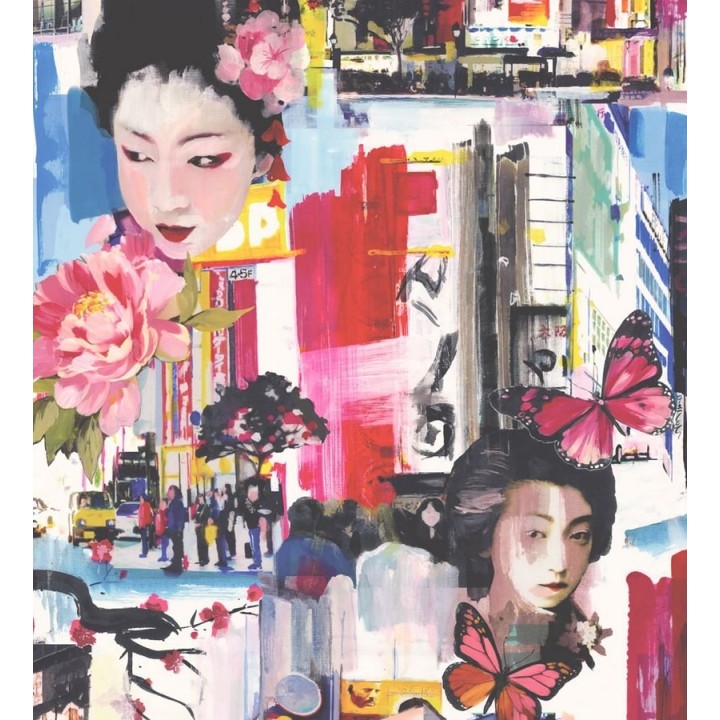 Papel pintado collage de motivos japoneses al óleo - Masako 564617