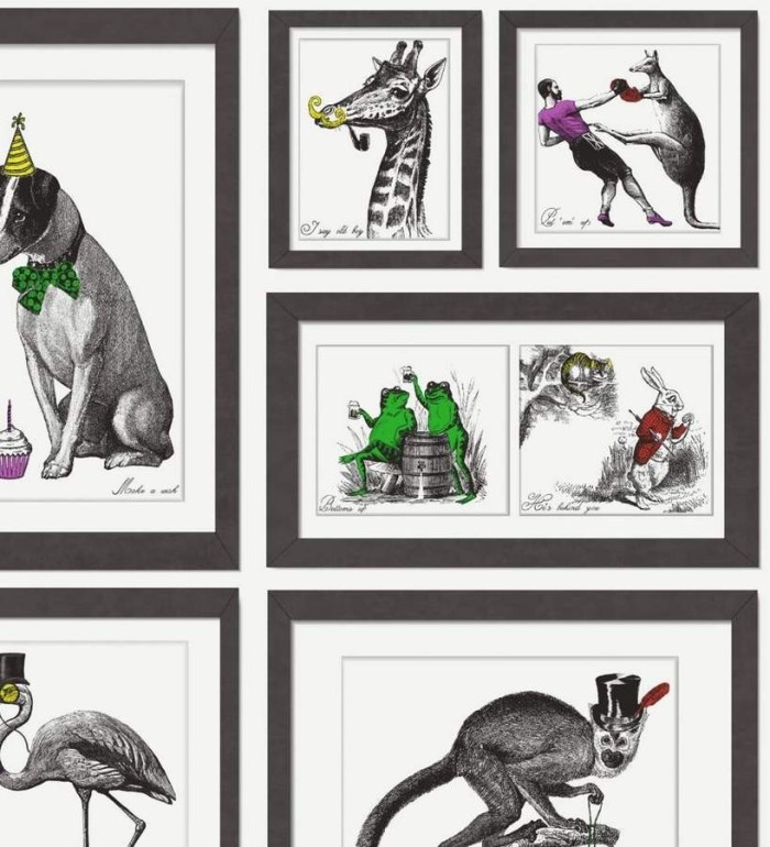 Papel pintado collage animales enmarcados - Vintage Animals 564619