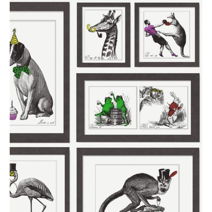 Papel pintado collage animales enmarcados - Vintage Animals 564619