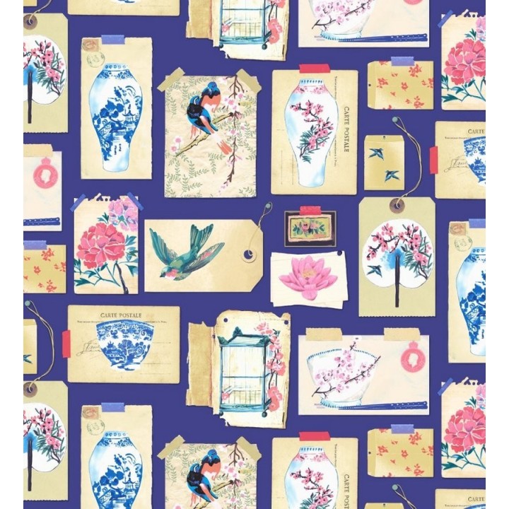 Papel pintado collage inglés de motivos orientales - Hirondelle 564620