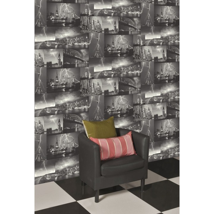 Papel pintado collage fotográfico tormentas en ciudades - Metrópolis 5 564644