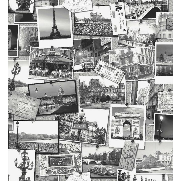 Papel pintado collage postales con monumentos de París - París 2 564645