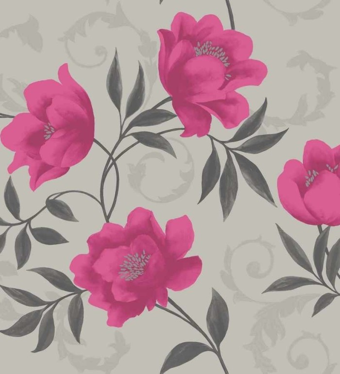 Papel pintado flores al óleo con volutas de acanto - Halia 564648