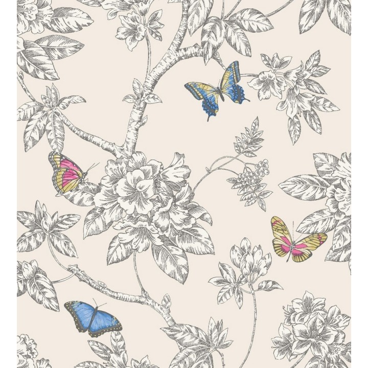 Papel pintado naturaleza romántica con mariposas - Megan 564665