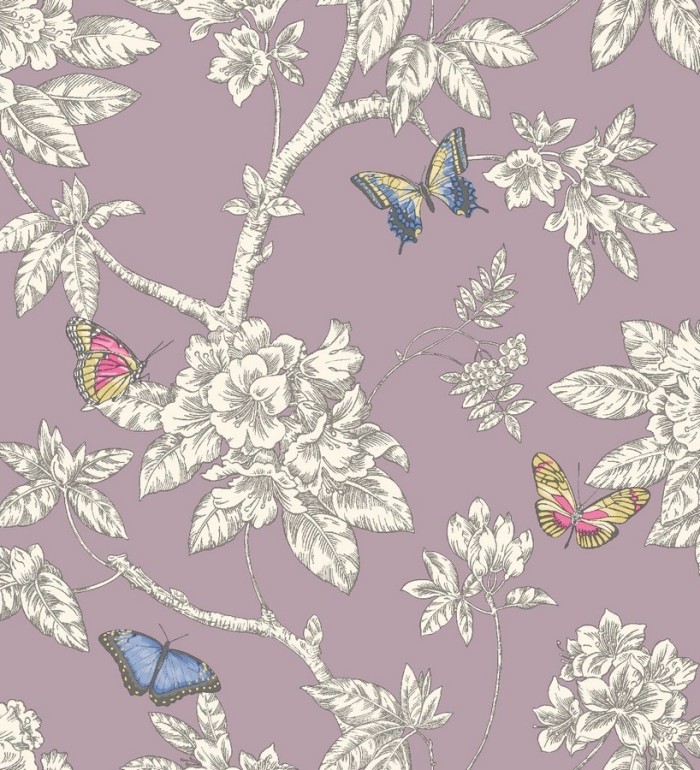 Papel pintado naturaleza romántica con mariposas - Megan 564666