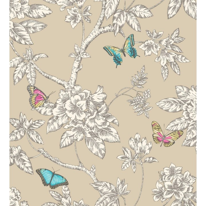 Papel pintado naturaleza romántica con mariposas - Megan 564668