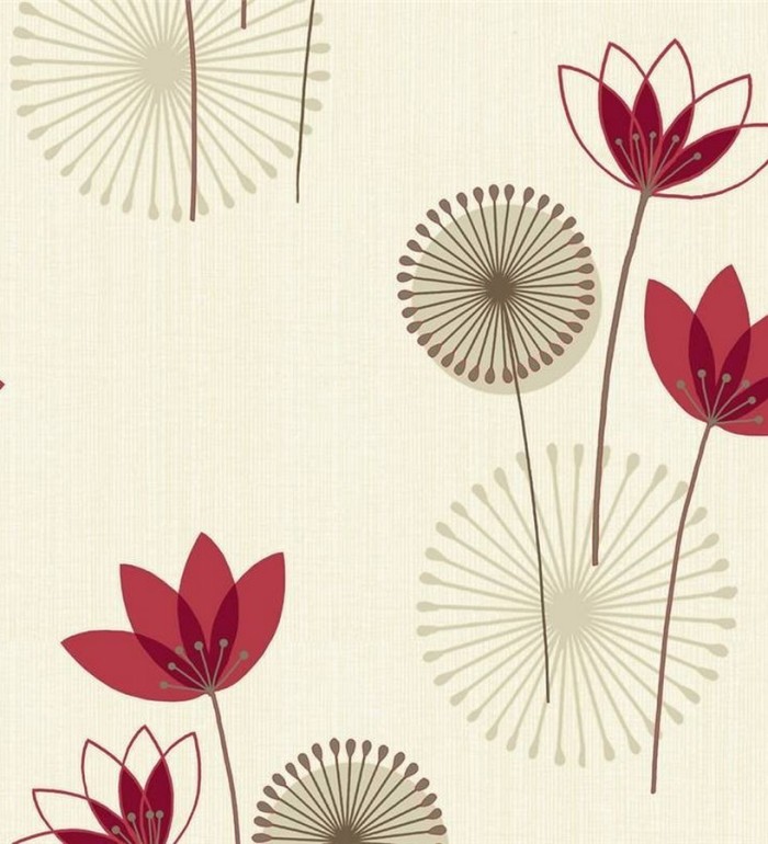 Papel pintado flores de loto y dientes de león modernos - Vicky 564669