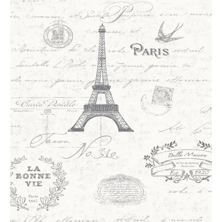 Papel pintado letras cursivas y motivos de París vintage - París Vintage 2 564671