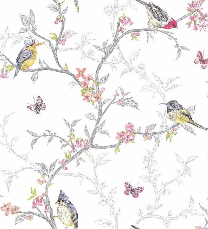 Papel pintado pájaros en ramas de árbol - Birdie 564683