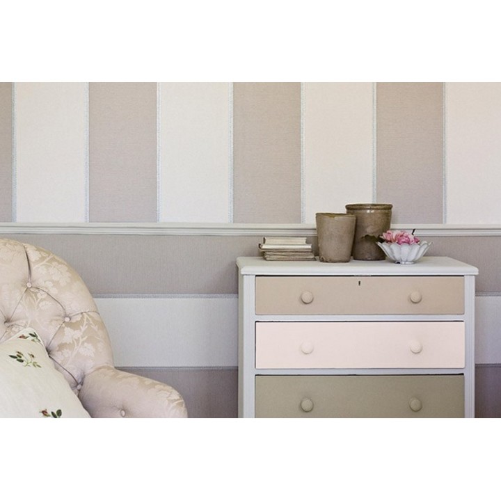 Papel pintado rayas anchas con remates textiles - Raya Linda 564891