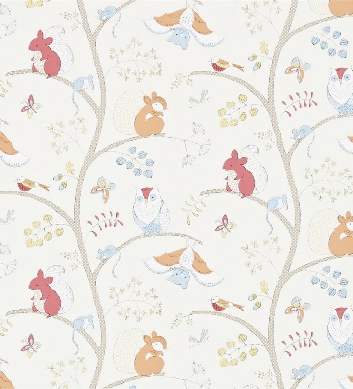 Papel pintado animalillos del bosque infantiles - Squirrels Tree 564923