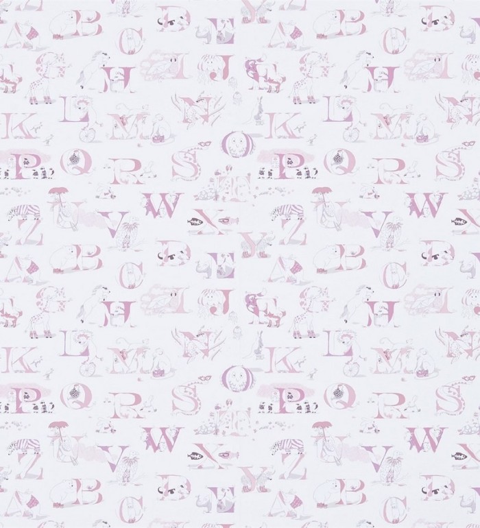 Papel pintado abecedario infantil con animales tonos rosa - Alphabet Zoo 564929