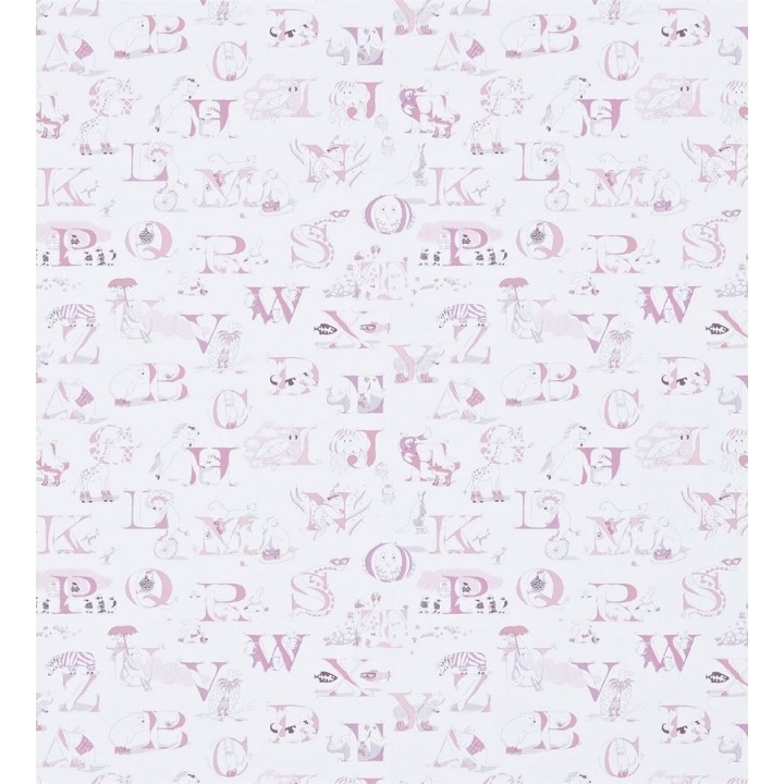 Papel pintado abecedario infantil con animales tonos rosa - Alphabet Zoo 564929