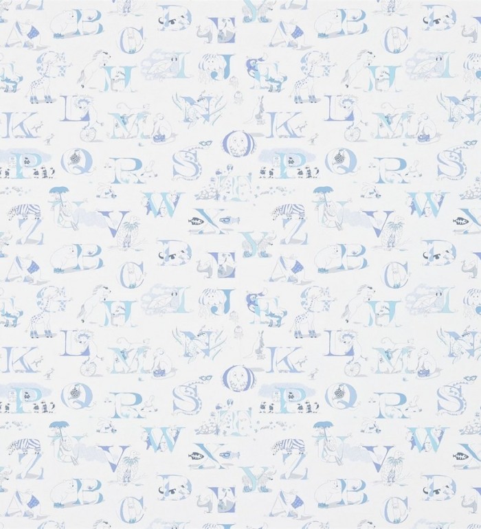 Papel pintado abecedario infantil con animales tonos azul - Alphabet Zoo 564930