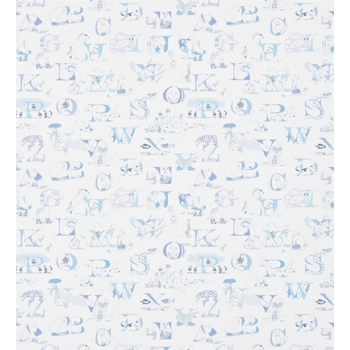 Papel pintado abecedario infantil con animales tonos azul - Alphabet Zoo 564930