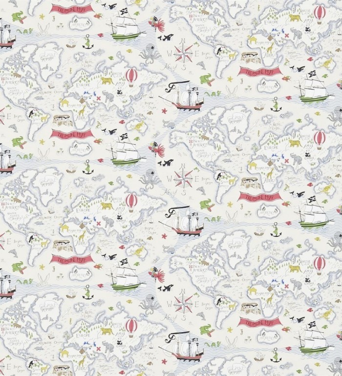 Papel pintado mapa del tesoro con barcos infantiles - Pirate Island 564945