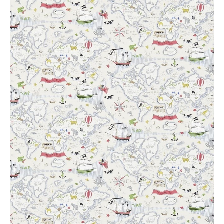 Papel pintado mapa del tesoro con barcos infantiles - Pirate Island 564945