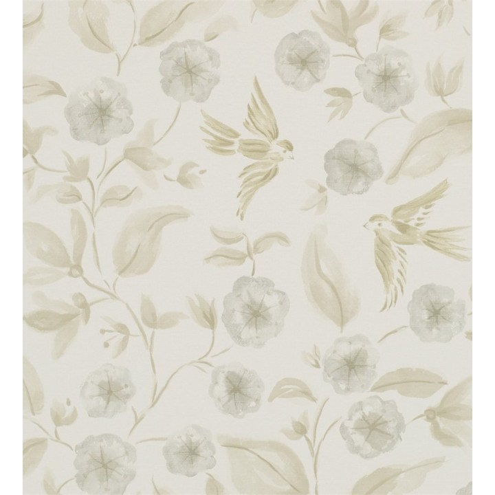 Papel pintado flores y pájaros de acuarela estilo inglés - Claudine 564993