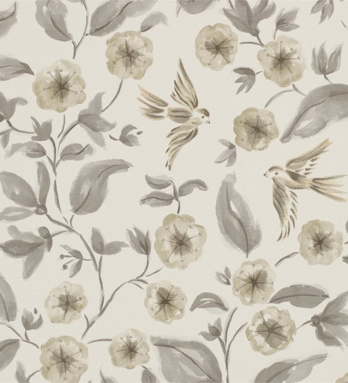 Papel pintado flores y pájaros de acuarela estilo inglés - Claudine 564994