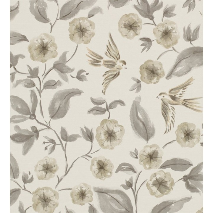 Papel pintado flores y pájaros de acuarela estilo inglés - Claudine 564994