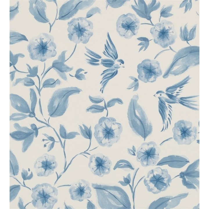 Papel pintado flores y pájaros de acuarela estilo inglés - Claudine 564995