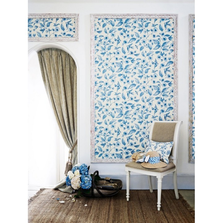 Papel pintado flores y pájaros de acuarela estilo inglés - Claudine 564995