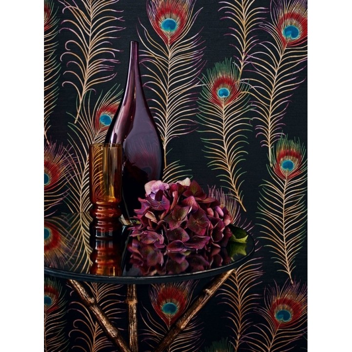 Papel pintado plumas de pavo real románticas vintage - Fiorella 564996