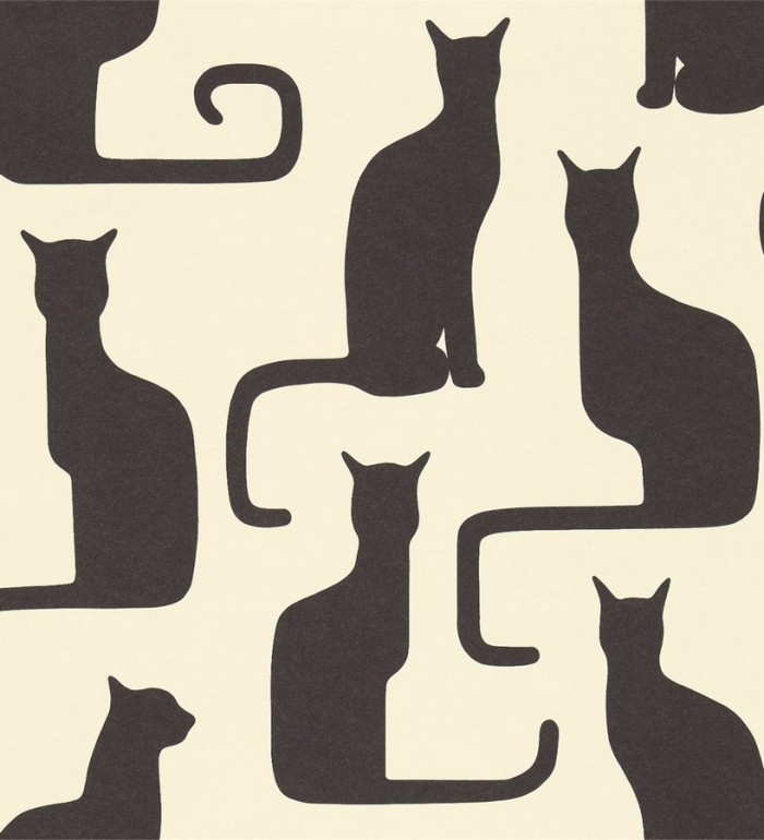 Papel pintado siluetas de gatos vintage - Felis 564999