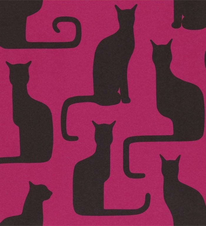 Papel pintado siluetas de gatos vintage - Felis 565001