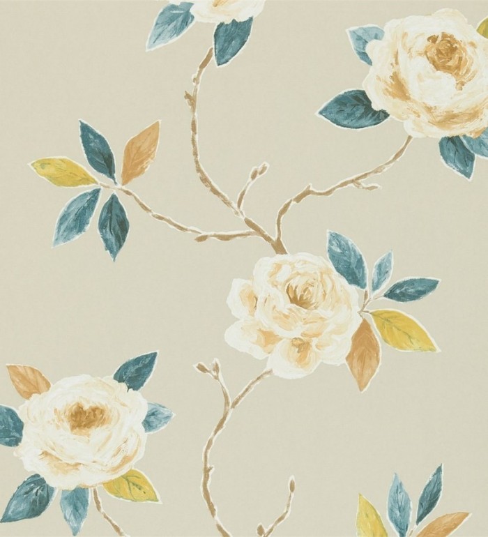 Papel pintado flores románticas al óleo - Sabina 565003