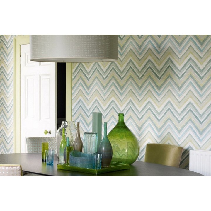 Papel pintado rayas de acuarela en zigzag - Levert 565010
