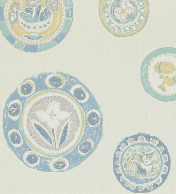 Papel pintado platos decorativos vintage de acuarela - Oriana 565020