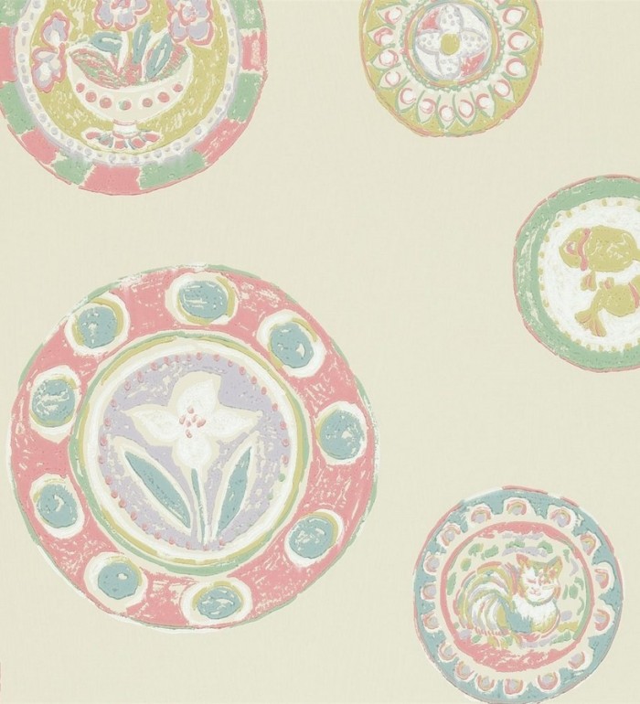 Papel pintado platos decorativos vintage de acuarela - Oriana 565022