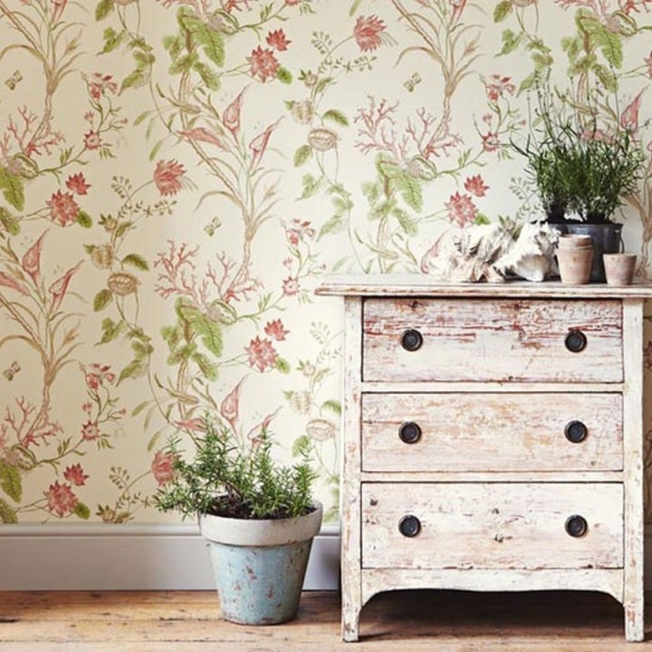 Papel pintado naturaleza de flores y plantas artísticas inglesas - Beverley 565038