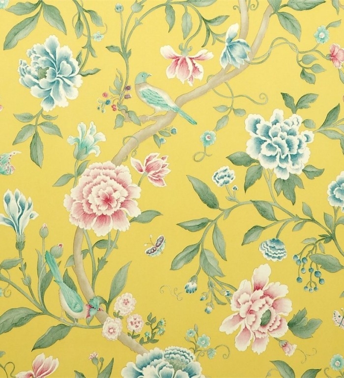 Papel pintado naturaleza de pájaros y flores románticas vintage - Roselyn 565054