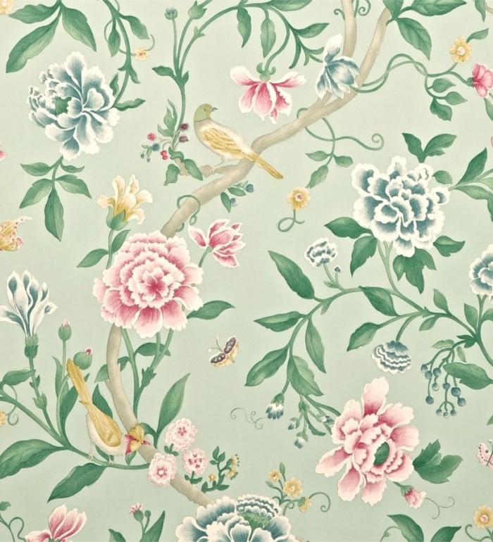 Papel pintado naturaleza de pájaros y flores románticas vintage - Roselyn 565055