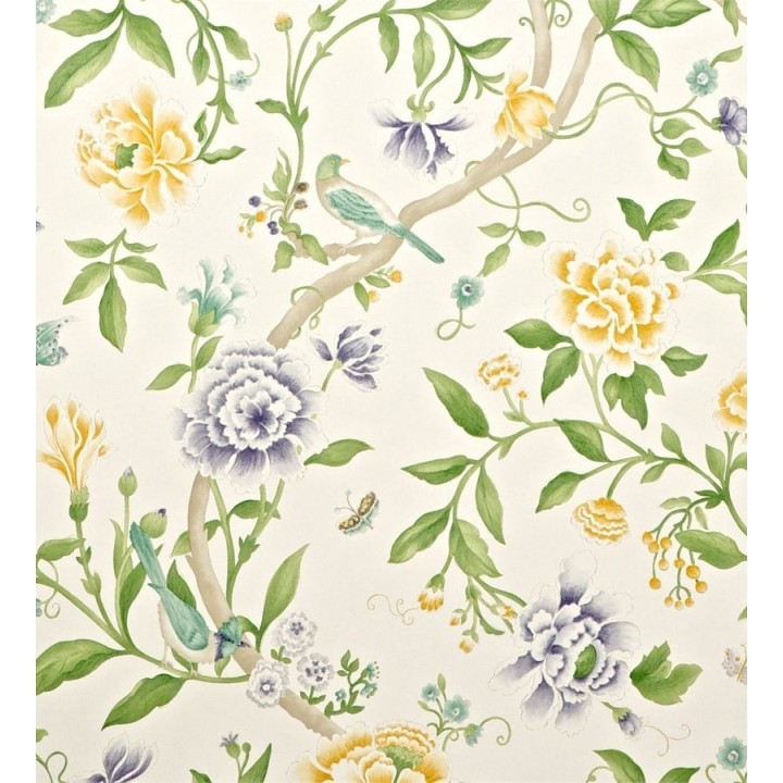 Papel pintado naturaleza de pájaros y flores románticas vintage - Roselyn 565057