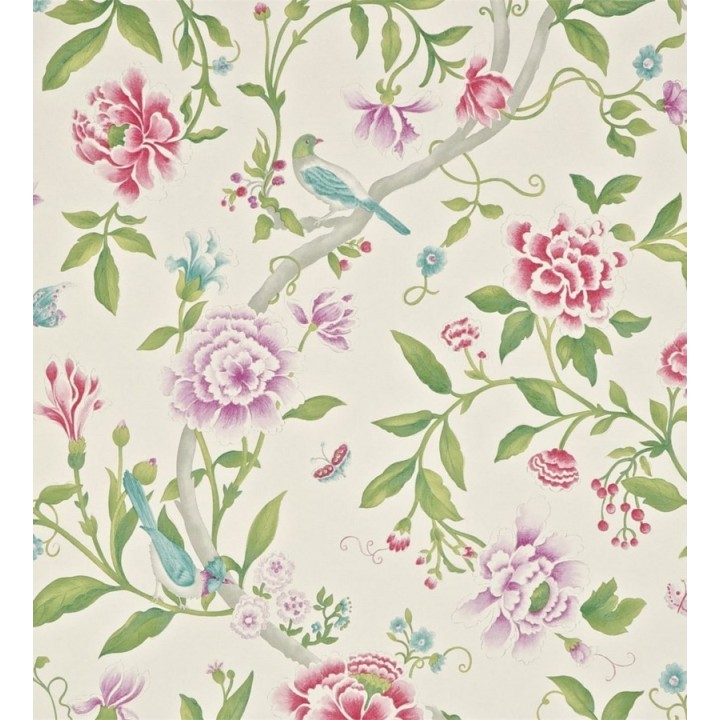 Papel pintado naturaleza de pájaros y flores románticas vintage - Roselyn 565058