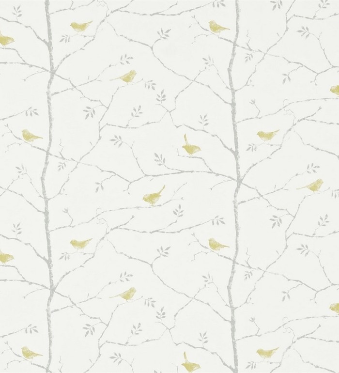 Papel pintado árboles sin hojas y pájaros vintage - Claire 565066