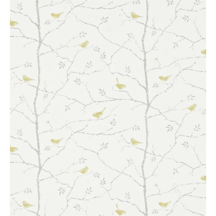 Papel pintado árboles sin hojas y pájaros vintage - Claire 565066