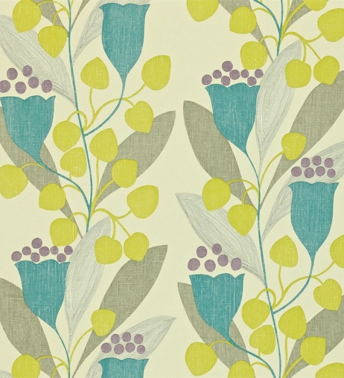 Papel pintado flores y hojas artísticas modernas - Pandora 565089