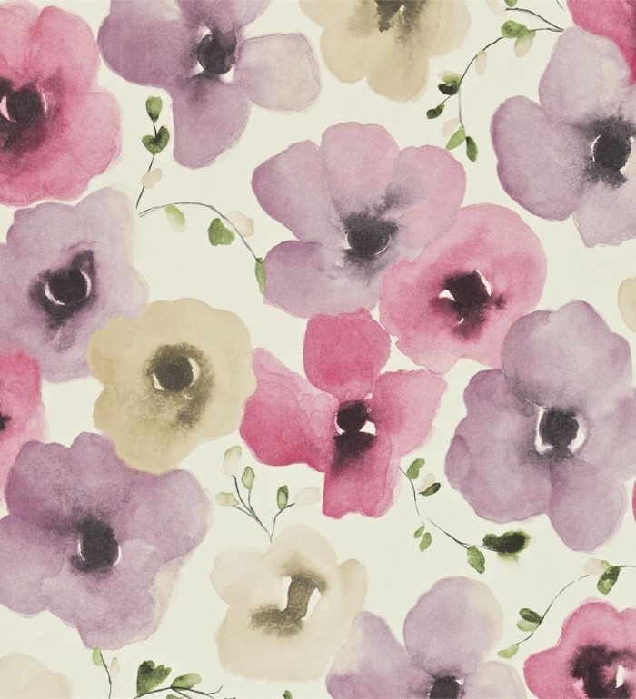 Papel pintado flores de acuarela difuminadas vintage - Medea 565097