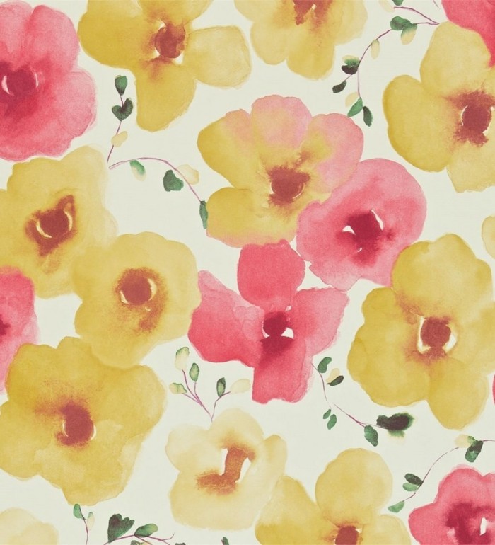 Papel pintado flores de acuarela difuminadas vintage - Medea 565099