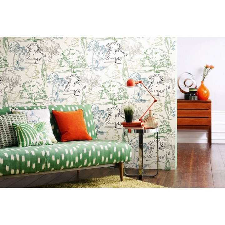 Papel pintado campestre de pájaros y conejos - Lorraine 565105