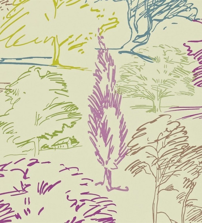 Papel pintado campestre de pájaros y conejos - Lorraine 565107