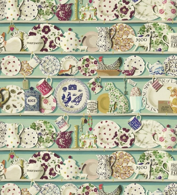 Papel pintado estantería de platos y tazas vintage - Diletta 565148