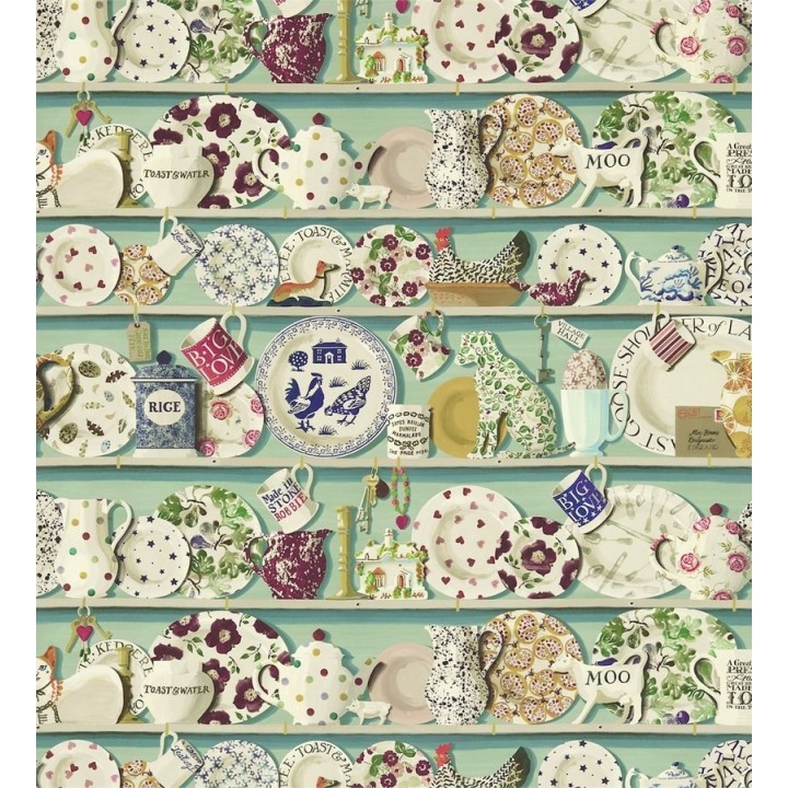 Papel pintado estantería de platos y tazas vintage - Diletta 565148