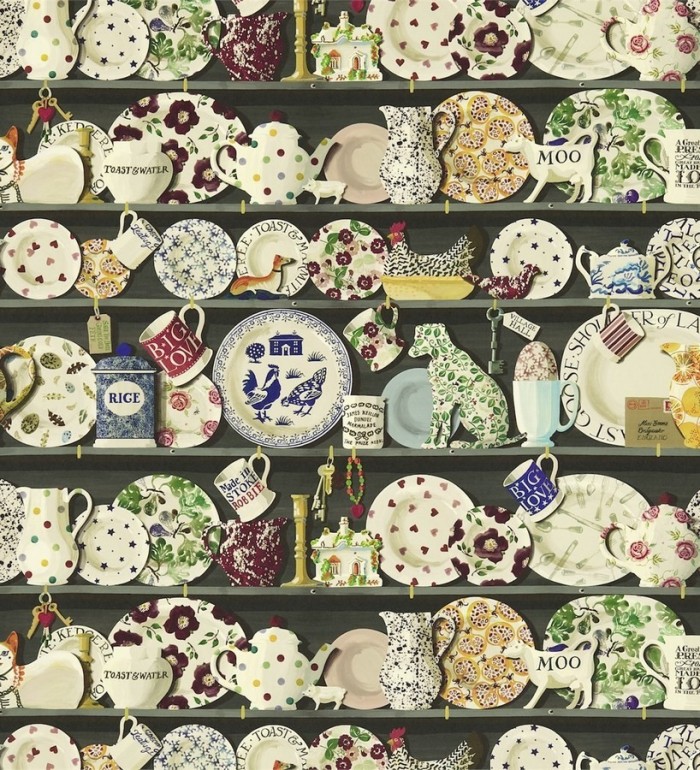 Papel pintado estantería de platos y tazas vintage - Diletta 565149