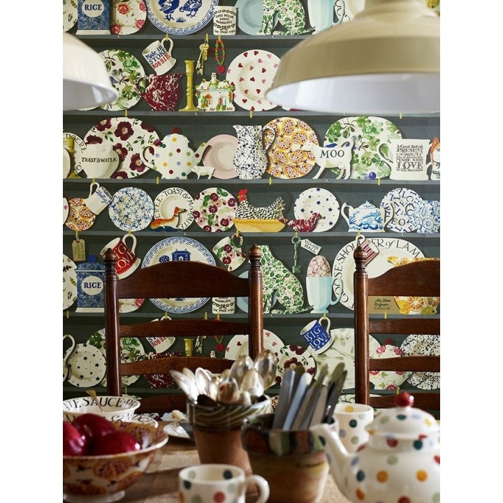 Papel pintado estantería de platos y tazas vintage - Diletta 565149